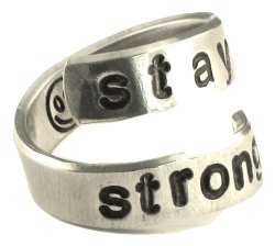 Stay Strong with Smile Face Inspiration Hand Stamped Aluminum Ring Personalized Customized
