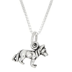 Sterling Silver Tiny German Shepherd Dog Pendant Necklace