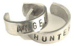 Supernatural Inspired – Angel & Hunter – A Set Pair of Hand Stamped Aluminum Rings