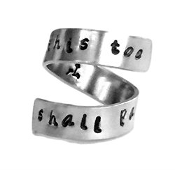 This Too Shall Pass Dandelion Fluffs Inside Hand Stamped Aluminum Spiral Ring