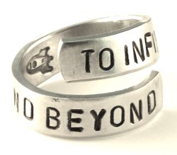 To Infinity and Beyond Ring – Rocket Ship – Adjustable Aluminum Wrap Ring