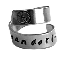 Wanderlust Earth Inside Hand Stamped Personalized Aluminum Spiral Ring Jewelry