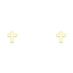 Wellingsale® 14K Yellow Gold Polished Cross Stud Earrings With Screw Back