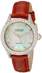 August Steiner Women’s AS8188RD Round White Dial Three Hand Quartz  Strap Watch