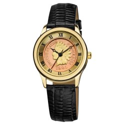 August Steiner Women’s CN005G-AS Round Indian Head Penny Collectors Gold-tone Coin  Watch