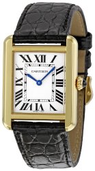 Cartier Women’s W5200002 Tank Solo Black Leather Strap Watch