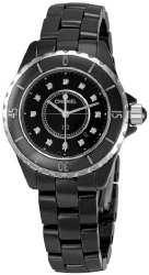 Chanel Women’s H1625 J12 Diamond Black Dial Watch
