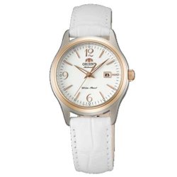 Orient NR1Q003W Women’s Charlene Automatic TT Rose Gold Plated White Leather Strap Watch