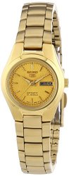 Seiko Women’s SYMC18 Seiko 5 Automatic Gold Dial Gold-Tone Stainless Steel Watch