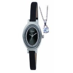 Spirit Ladies Black Strap Watch & Pendant Gift Set ASPL41