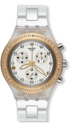 Swatch Chrono Full Blooded Yellow Gold White Aluminum Unisex Watch SVCK4068AG