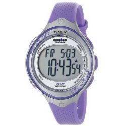 Timex Women’s T5K603 Ironman Clear View 30-Lap Amethyst/Silver-Tone Resin Strap Watch