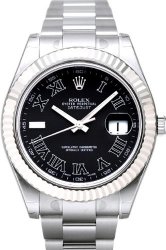Rolex Datejust II Steel/White Gold Watch, Black Roman Index at 9 o”clock Dial