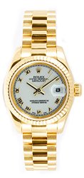 Rolex Ladys President New Style Heavy Band 18k Yellow Gold Model 179178 Fluted Bezel White Roman Dial