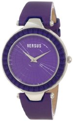 Versus by Versace Women’s 3C72100000 Sertie Purple Dial Textured Glass Bezel Genuine Leather Watch
