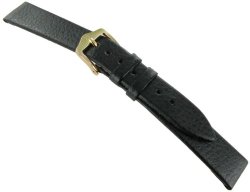 16mm Hirsch Black Dakota Genuine Leather Padded Flat Watch Band 17800250