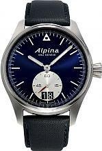 Alpina Startimer Pilot Big Date Black Blue Dial Black Leather Mens Watch AL-280NS4S6