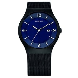BERING Time Men’s Solar Collection Watch with Mesh Band and scratch resistant sapphire crystal. Designed in Denmark. 14440-227