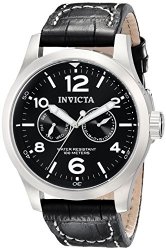 Invicta II Men’s 0764 Stainless Steel Watch with Black Leather Band