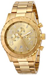Invicta Men’s 1270 Specialty Chronograph Gold Dial 18k Gold Ion-Plated Stainless Steel Watch