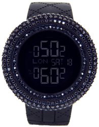 KING MASTER 25.00ct Lab Made Diamond Watch Aqua Master Jojino Watch All Blacked Out Case Mens Digital Watch Black Band