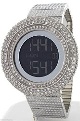 KING MASTER 65.00ct Lab Made Diamond Watch Aqua Master Fully Iced Out Mens Digital Watch Stainless Steel Metal Band
