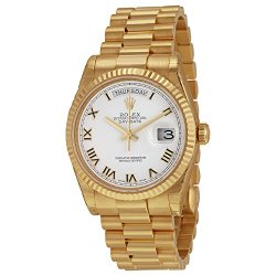 Rolex Day Date Automatic White 18kt Yellow Gold Mens Watch 118238WRP