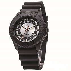 Smith & Wesson Men’s SWW-MP18-GRY M&P Swiss Tritium H3 Silver Dial Rubber Band Watch