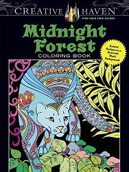 Creative Haven Midnight Forest Coloring Book: Animal Designs on a Dramatic Black Background (Creative Haven Coloring Books)