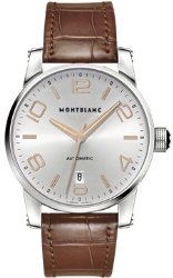 Montblanc Timewalker Automatic Silver Dial Brown Leather Mens Watch 105813