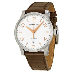 Montblanc Timewalker Automatic White Dial Brown Leather Mens Watch 110340