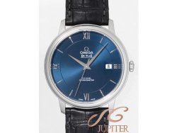 Omega De Ville Prestige Blue Dial Black Leather Mens Watch 42413402003001