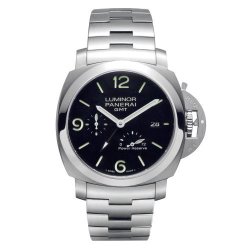 Panerai Luminor 1950 3 Days Black Dial GMT Automatic Stainless Steel Mens Watch PAM00347