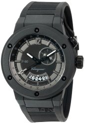 Salvatore Ferragamo Men’s F55LGQ6877 S113 F-80 Black Carbon Fiber and Black Rubber Watch