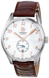 Tag Heuer Men’s ‘Carrera’ Silver Dial Brown Leather Strap Watch WAS2112.FC6181