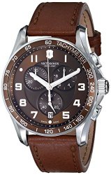 Victorinox Men’s 241653 Classic Stainless Steel Watch with Brown Leather Band
