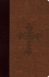 ESV Large Print Compact Bible (TruTone, Burgundy/Tan, Vintage Cross Design)