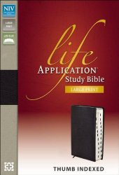 NIV, Life Application Study Bible, Large Print, Bonded Leather, Black, Indexed, Lay Flat