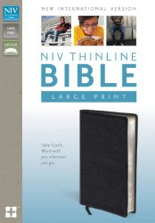 NIV, Thinline Bible, Large Print (10.5pt), Bonded Leather, Black