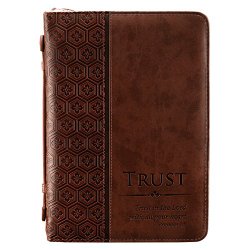 “Trust” Brown Tile Design Bible / Book Cover – Proverbs 3:5 (Medium)