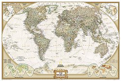 World Executive Poster Sized Wall Map (Tubed World Map) (National Geographic Reference Map)