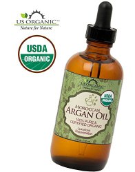 Organic Moroccan Argan Oil USDA Certified Organic,100% Pure & Natural  (4 oz (120ml))