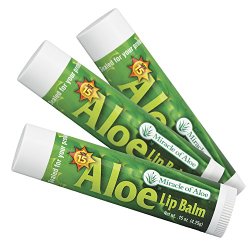 3-Pack Aloe Lip Balm with SPF-15 Sunscreen Ends Dry Chapped Lips – Soothes and Protects Sensitive Skin.
