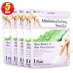 5Pair Foot Hydrating Gel Moisturizer Moisturizing Socks for Women,Girls,Men (Shea Butter & Aloe Vera Extract)