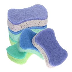 6pk 3M Buf-Puf Double Sided Bath & Shower Body Sponges with Exfoliating Pads
