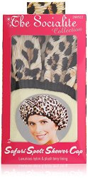 Betty Dain Stylish Design Terry Lined Shower Cap, The Socialite Collection, “safari Spots”