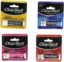 Chap Stick Lip Balm Variety Pack Assorted Flavors Original, Strawberry, Moisturizer, Plus 2 Cherry (Pack of 13)
