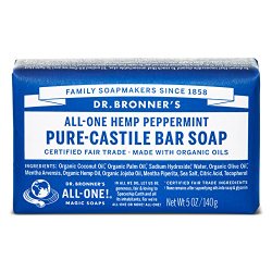 Dr. Bronner’s Magic Soaps Pure-Castile Soap, All-One Hemp Peppermint, 5-Ounce Bars (Pack of 6)
