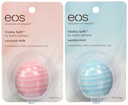 EOS Visibly Soft Lip Balm Duo (Coconut Milk and Vanilla Mint), 1 Pack of each