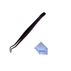 FlyStone CANARY Curved Tweezers for Design STW-163 , Comes with FlyStone Microfiber Cleaning Cloth [Retail Package] (Black)